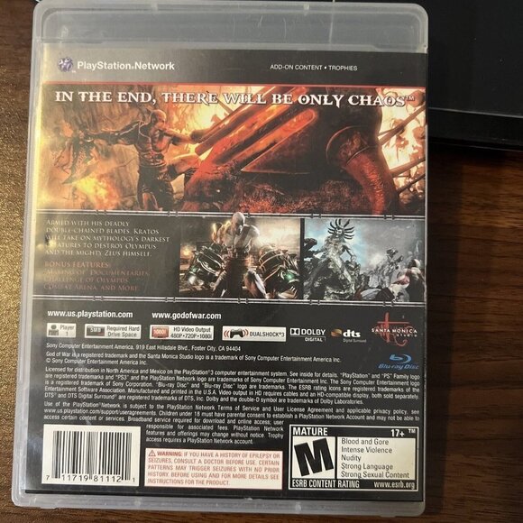 God of War III 3 Sony PlayStation 3 PS3 Excellent Complete with Manual - Picture 3 of 5